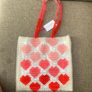 Isaac Mizrahi Beaded Heart Valentine Bag Tote